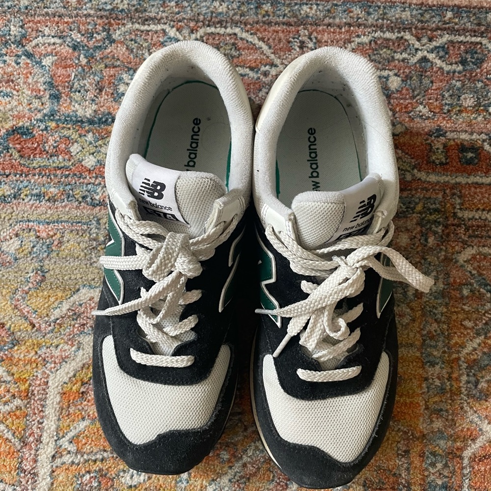 New Balance 574 Sneakers - Black/White/Marsh Green - Picture 3 of 7